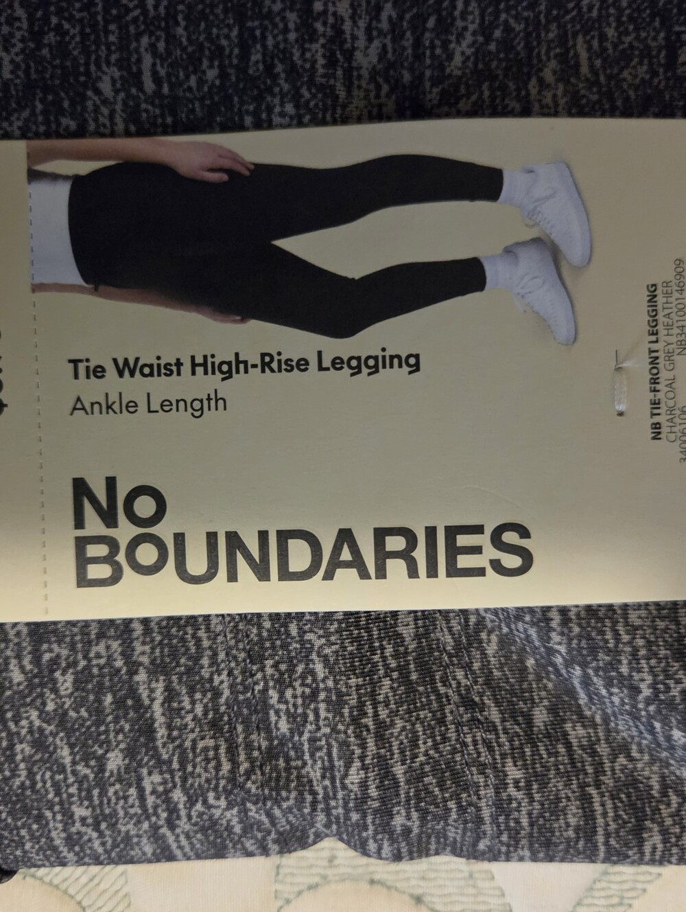 No Boundaries Black/Grey Tie Waist High-Rise Leggings -           Women's S/M